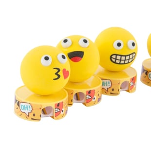 Sacapuntas DKD Home Decor Emoji Amarillo Goma Metal PS (4 pcs)