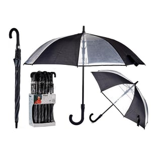 Paraguas Negro Transparente Metal Tela Plástico (96 x 96 x 84,5 cm)