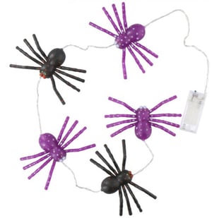 Halloween lyskæde edderkopper 10 LED   