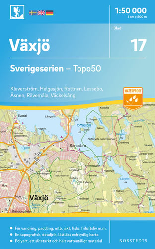 17 Växjö Sverigeserien Topo50 : Skala 1:50 000