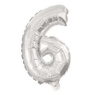 Folie ballon i sølv farve, nr 6, str: 31-33 cm