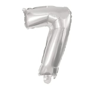 Folie ballon i sølv farve, nr 7, str: 31-33 cm