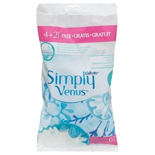 Gillette Simply Venus 2 Blades Disposable Womens Razors Pack Of 6