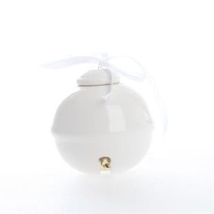 Bell with ribbon for hanging, Dia 9,3 cm, White