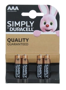Duracell Aaa Simply 4's New Pack
