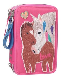 Miss Melody - Trippel Pencil Case w/ Sequins - Pink (0410529)