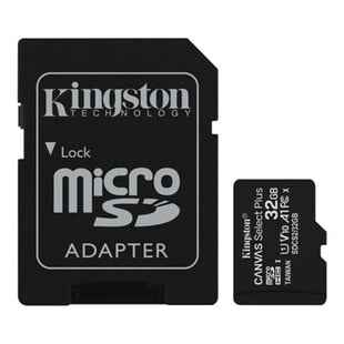 Kingston, 32GB micSDHC C Select+ 100R A1 C10 Card + Adpt.