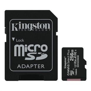 Kingston, 256GB micSDHC C Select+ 100R A1 C10 Card + Adpt.