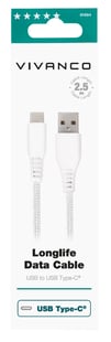 Vivanco Longlife USB-C/-A 2.0 kaapeli 2.5m Hvid   