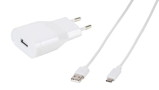 Vivanco USB-laddare 2,4A + USB-C-kabel vit