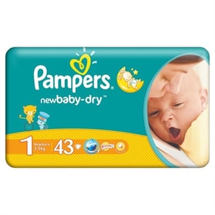 Pampers Gr. 1 - Baby-Dry Newborn Windeln (2-5 kg) 43 stk.