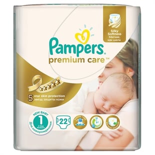 PAMPERS size 1 - Premium care newborn diapers (2-5 kg) 22 pcs