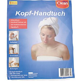 Microfibre Hair/Head Towel 58x22x7cm w/ Button
