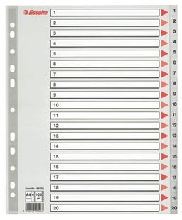 Esselte 100126 Tab-Register Numerischer Registerindex Polypropylen (PP) Grau