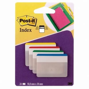 Post-It Index Faner 50,8X38Mm Kraftig. Gul, Rød,Grøn Og Blå