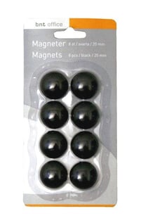 Magneter 20 Mm Sort (8 Stk)
