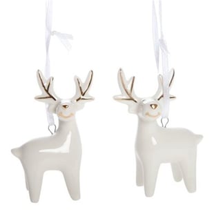 Deer, f. hanging, H 7,3cm, W 4,9cm, D 2,5cm, 2ass, White