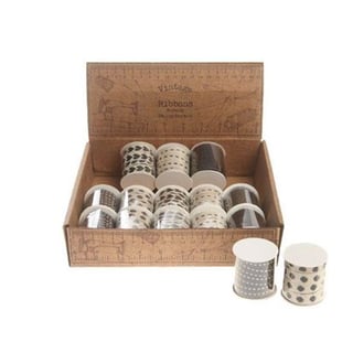 ribbon, 5 ass, 20 rolls/brown deko box, H 1cm, W 5m, Creative-Hobby