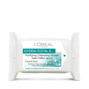 L'Oréal Paris Hydra Total 5 Purifying Cleansing Wipes Pack Of 25 For Face And Eyes