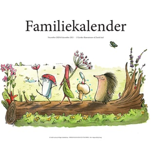 Familiekalender med illustrationer fra Højskolesangbogen for børn