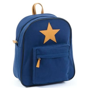 Smallstuff - Large Backpack w. Leather Star Mörkblå