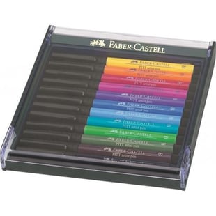 Faber-Castell - Pitt Artist Pen Brush Tuschestift, 12er Etui, Basisfarben (267421)