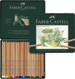 Faber-Castell - Pitt Pastel farveblyanter, tinæske med 24 stk