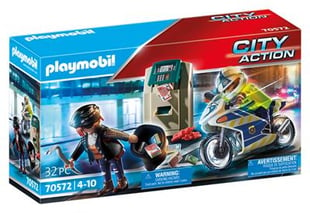 Playmobil Polizei-Motorrad: Verfolgung des Geldräubers (70572)