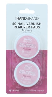 The Hand Brand Nail Varnish Remover Pads With Acetone 2x20'