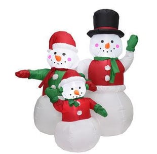 Uppblåsbar Snowman Family 150cm M. LED, för inomhus & utomhus 1 stk 