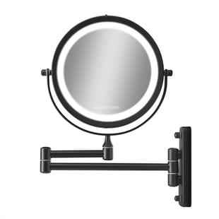 Gillian Jones - Double-Sided Wall Mirror w. LED Light & x10 Magnification - Black