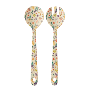 Rice - Melamine Salad Spoon & Fork - Wild Flowers Print