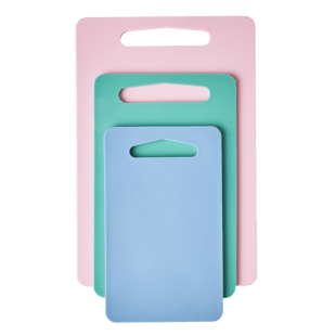 Rice - Plast skærebrætter i 3 sæt - Pink, Grøn og Gendarme Blå