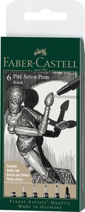 Faber Castell - 6 pitt Artist Pen, pensel - Svart (167154)