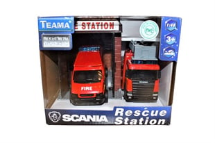 Teama Redningsstation med brandvogn & brandbil   