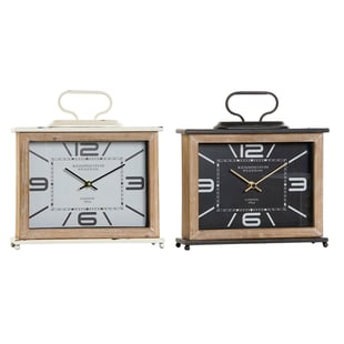 Reloj de Mesa DKD Home Decor Negro Metal Blanco Madera MDF (28 x 8 x 29.5 cm) (2 pcs)