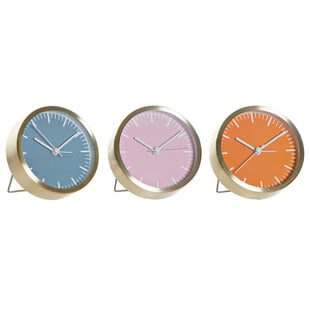 Reloj de Mesa DKD Home Decor Azul Rosa Naranja Aluminio (9.2 x 6 x 9.2 cm) (3 pcs)