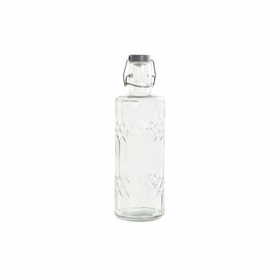 Botella DKD Home Decor Cristal Gris Transparente Acero Inoxidable (9 x 9 x 28.3 cm) (1 L)