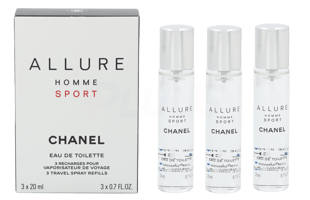 Chanel Allure Homme Sport Giftset 3x Edt Travel Spray Refill 20ml