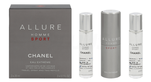 Chanel Allure Homme Sporteau Extrême Refillable Travel Spray Presentaskar 3X20 ml 