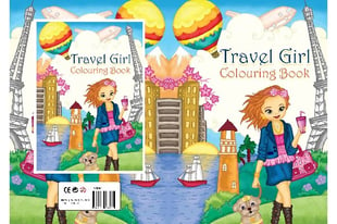 Målarbok A4 Travel Girl 16 sidor
