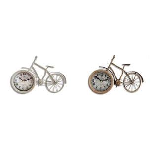 Reloj de Mesa DKD Home Decor Cristal Beige Bicicleta Metal Marrón (33 x 10 x 20 cm) (2 pcs)
