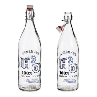 Botella H2O Transparente Metal Plástico Vidrio (1000 ml)