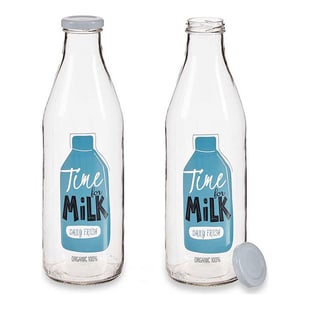 Botella Time for Milk Transparente Metal Vidrio (1000 ml)