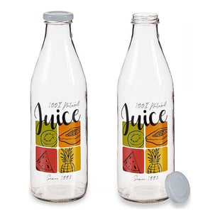 Botella Juice Transparente Metal Vidrio (1000 ml)